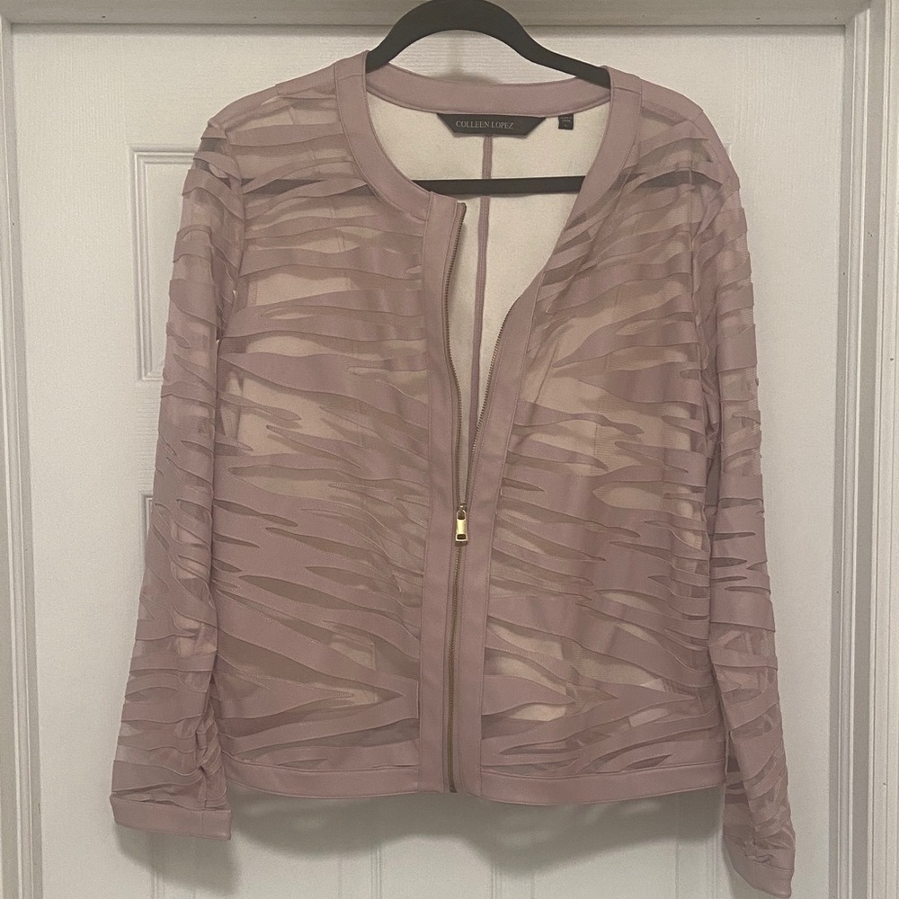 Colleen Lopez Pink and White Sheer Jacket